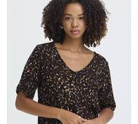 ICHI Marrakech V-Neck Printed Short Sleeve Top LEOPARD PRINT EXTRA SMALL