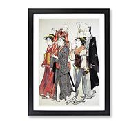 Ichikawa Danjuro V With Family By Torii Kiyonaga Asian Japanese Framed Print | A4 Black Framed Wall Art | Ready to Hang | Asian Nature Picture | Living Room Bedroom Lounge Office