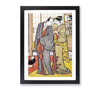 Ichikawa Yaozo Iii With A Lady By Torii Kiyonaga Asian Japanese Framed Print | A2 Black Framed Wall Art | Ready to Hang | Asian Nature Picture | Living Room Bedroom Lounge Office