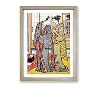 Ichikawa Yaozo Iii With A Lady By Torii Kiyonaga Asian Japanese Framed Print | A2 Oak Framed Wall Art | Ready to Hang | Asian Nature Picture | Living Room Bedroom Lounge Office