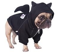 iChoue Bat Dog Halloween Costumes Clothes Sweater Cute Funny for French Bulldog Cold Weather Winter Coats Hoodies Frenchie English Pug Pitbull Corgi Puppy - Black/Large Plus