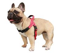 iChoue French Bulldog Harness Adjustable Padded Locked Buckle with Handle for Frenchie Pug English Boston Terrier Dogs, Red, Small