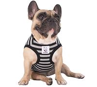 iChoue French Bulldog Striped T Shirts Clothes for Medium Dogs Vest Tank Tops Puppy Frenchie Pug English Boston Terrier Pitbull Grey Black Strips - M