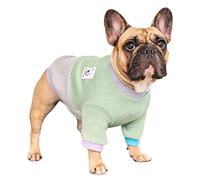 iChoue Pet Dog Jumpers Crewneck Sweater Color Block Pullover Winter Warm Clothes for English Bulldog Boston Terrie - Green and Grey/Large Plus