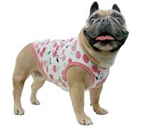 iChoue Pug Cartoon T Shirts Cute Clothes for Dogs Vest Tank Tops Puppy French Bulldog Frenchie English Boston Terrier Cherry - Small