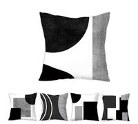 ICHOWHO Cushion Covers 45 X 45 cm, 5 Pcs Black and White Cushions Covers Sofa Cushion Sofa Pillow Covers, Decorative Cushions Scatter Cushions House Warming Gifts, Sets 4 +1 Replace