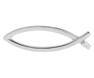 ICHTHYS Fish Silver Tone Pin Badge - 2cm CHRISTIAN SYMBOL for Men & Women - Religious Pin - Subtle Eye-catcher & Gift for Confirm, Communion Baptism - by MaMeMi