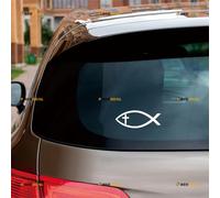 Ichthys Jesus Fish Cross Christian Symbol Ichthus Sticker Decal Vinyl - 2 Pack White, 15.2cm - No Background for Car Boat Laptop Cup Phone
