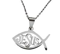 Ichthys Necklace Fish Pendant Necklace With Stainless Steel Chain Trendy Suitable For Women 50cm Stainless Steel