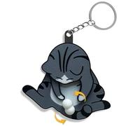 ichuanyi Mischief Cat Interactive Keychain with Spinning Balls - Funny Kitten Moving Pendant Bag Charm, Hilarious Gag Gift, Tabby Cat, One size
