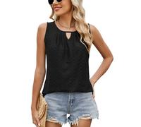 iChunhua Keyhole Neck Vest Tops Women UK Cute Eyelet Tops Dressy Ladies Evening Tops Black 2XL