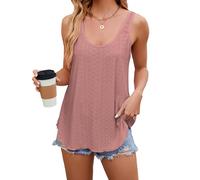 iChunhua Long Sleeveless Tops for Women UK Beach Sleeveless Shirt Swing Vest Tops Pale Pink 2XL