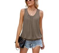 iChunhua Regular Fit Women's Vests Solid Color Soft Ladies Sleeveless Pyjama Tops Cheap Summer Clothes Coffee 2XL