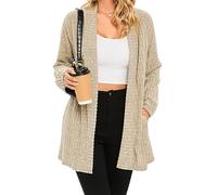 iChunhua Women's Casual Oversized Raglan Sleeve Ribbed Lightweight Long Open Front Cardigans Sweater Tops with Pockets