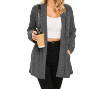 iChunhua Women's Casual Oversized Raglan Sleeve Ribbed Lightweight Long Open Front Cardigans Sweater Tops with Pockets