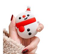 ICI-Rencontrer Super Cute 3D Scarf Christmas Snowman Design Airpods Case Kids Girls Women Creative Festival Soft Silicone Shockproof Wireless Charging Earphone Protector with Carabiner Red Scarf