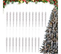 Icicle Christmas Decoration, Icicle Ornaments for the Christmas Tree, 24 x Clear Acrylic Winter Decorations, Crystal Christmas Decoration for Christmas, Wedding, Winter Holidays