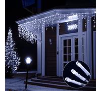 Icicle Lights Outdoor, 360 LED 14M/46ft Icicle Outdoor Christmas Lights, Icicle Lights Plug in with Memory, 8 Modes Holiday Lighting, Fairy Lights for Home/Party/Christmas Decorations Cool White