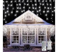 Icicle Lights Outdoor 660 LED 15M+5M/66Ft Xmas Snowing Icicle Light 120 Drops 8 Modes Waterproof Timer Indoor/Outdoor Icicle Christmas Lights for Roof Garden Christmas Decorations (Cool White, 15M)