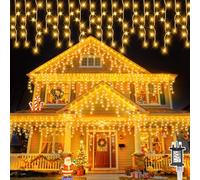 Icicle Lights Outdoor, Gcstnn 20M 480LEDs Icicle Christmas Lights Mains Powered with Timer & Waterproof &Memory Hanging Fairy Light for Outside House Gutter Roof Window Wall Xmas Decorations-WarmWhite