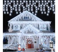 Icicle Lights Outdoor, Gcstnn 20M 480LEDs Icicle Christmas Lights Mains Powered with Timer & Waterproof &Memory Hanging Fairy Light for Outside House Gutter Roof Window Wall Xmas Decorations-CoolWhite