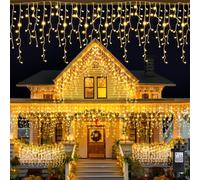 Icicle Outdoor Christmas Lights 20M 792LED, Warm White Fairy Lights Plug in | 8 Modes Waterproof Timer Connectable String Light Mains Powered for Outside Gutter House Roof Balcony Window Xmas Decorations