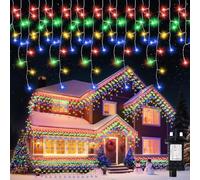Icicle Outdoor Christmas Lights, 640 LED 20.5+5M Waterproof Fairy String Lights, 8 Modes with Memory, 6-Hour Timer, Mains Powered, Indoor & Outdoor for Roof, Garden, Porch, Window, Decorations (RGB)