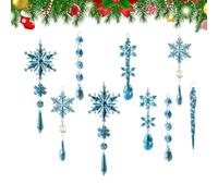 Icicles Decorations, Shatterproof Ornaments, Snowflake Teardrop Hanging Set, Winter Holiday Decor, Indoor Wall Window Door Accessory, Bedroom Yard Porch Decoration, Festive Ornament Collection