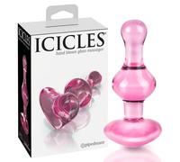 Icicles No. 75 - Heart-Shaped Glass Anal Plug (Pink)