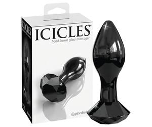 Icicles No. 78 - conical glass anal plug (black)