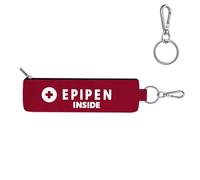 ICIMBI 1 Pack EpiPen Carry Case,Red Epipen Holder Bag with Carabiner-for 1 EpiPen Asthma Allergy Medication,Sports Outdoors Travel Epipen Case for Walking or Running