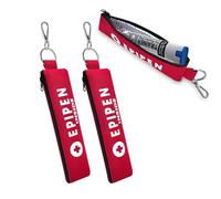 ICIMBI 2-Pack EpiPen Carry Case Insulated,Red Epipen Holder Bag with Carabiner-for 1 EpiPen Asthma Allergy Medication,Sports Outdoors Travel Epipen Case for Walking or Running