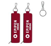 ICIMBI 2-Pack EpiPen Carry Case,Red Epipen Holder Bag with Carabiner-for 1 EpiPen Asthma Allergy Medication,Sports Outdoors Travel Epipen Case for Walking or Running