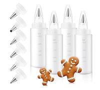 Icing Bottles for Cookies - Ergonomic Leak Proof Baking Set, Soft Bottles to Decorate - for Friends, Students, Beginners, Enthusiasts, Baking, Home, Parties, Sugar