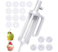 Icing Decorating Tool with 6 Piping Nozzles & 12 Biscuit Cutters, Versatile and Practical Icing Piping Kit, Reusable Cookie Press for Home Kitchen & Baking Lovers