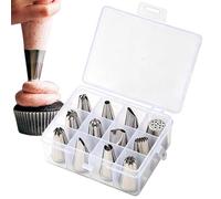 Icing Nozzles - 12 Stainless Steel Icing Nozzles | Cake Decorating Kit | For Meringues Biscuits Cupcakes Pastries Kitchen Home Beginners Baking Enthusiasts