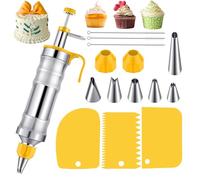Icing Piping Kit, Piping Bags and Nozzles Set with 6 Pcs Stainless Steel Piping Nozzle, Icing Bags and Nozzles Set for Cupcake Cookie Cake Decorating, Icing Piping Kit Piping Tips for Cakes Cupcakes