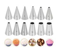 Icing Piping Nozzles, 12 Pcs Stainless Steel Round Piping Tip Icing Nozzles Cake Decorating Tips Baking Tools for Cream Cupcake Cookie