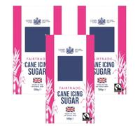 Icing Sugar 500g, Pack Of 3, Fairtrade. Suitable for vegetarians and vegans. Kosher - KLBD.Our Fairtrade sugar is made using the juice of the sugarcane plant.