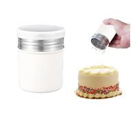 Icing Sugar Shaker,Flour Shaker,White Stainless Container Sifter with Dust Cover,cChocolate Sprinkles for Cappuccino,Suitable for Icing Sugar,Cocoa,Cinnamon Powder,Kitchen Crafts,Powder Screening.