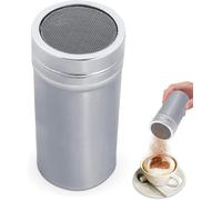 Icing Sugar Shaker with Lid, 2.7×5 Inch Stainless Steel Chocolate Shaker Flour Dredger for Cappuccino, Coffee, Cake Baking & Spice Dusting