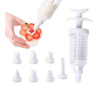 Icing Syringe and Nozzles Set, Icing Piping Gun with 8 pcs Piping Tips, Plastic White Cream Syringe Cake Decorating Kit for Cake Cupcake Dessert Cookie