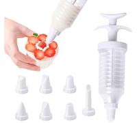 Icing Syringe, Cake Piping Kit, Baking Supplies with 8 Pieces Icing Nozzles, Cake Decorating Kit, Piping Nozzle Dessert Decorator, Cake Decorating Tool