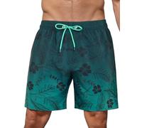 iCKER Swimming Shorts Men with Zip Pockets Quick Dry Swim Trunks Board Shorts with mesh Lining,Green STK632,3XL