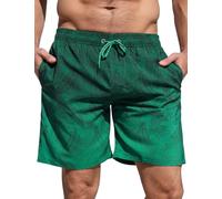 iCKER Swimming Shorts Men with Zip Pockets Quick Dry Swim Trunks Board Shorts with mesh Lining,Green STK623,3XL