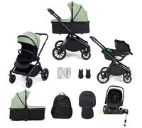 Ickle Bubba Altima 12-Piece Travel System with i-Size Nimbus 180° Spin Car Seat & Base - Sage Green