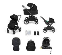 Ickle Bubba Altima 12 Piece Travel System with i-Size Nimbus Car Seat & 180° Spin ISOFIX Base (Black) - Birth to 22kg (Approx. 4 Years), One-Hand Fold Pushchair with Accessories