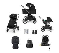 Ickle Bubba Altima Travel System with Nimbus 180° Car Seat (Black) | Birth to 22kg (Approx. 4 Years), One-Hand Fold Pushchair with Accessories & Spin ISOFIX Base