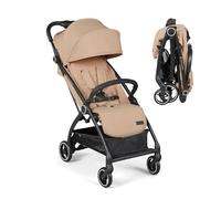 Ickle Bubba Aries Autofold Stroller - Lightweight Compact Fold Travel Pushchair, One-Hand Auto-Fold, Only 6.1kg, Birth to 22kg, Multi-Position Recline, UPF 50+ Hood (Biscuit)
