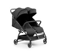 Ickle Bubba Aries Double Auto-Fold Stroller (Graphite Grey) - Slim & Lightweight 10.5kg Twin Pram, One-Hand Auto-Fold, Adjustable Seats, Ventilated Sun Visors, Raincover Included